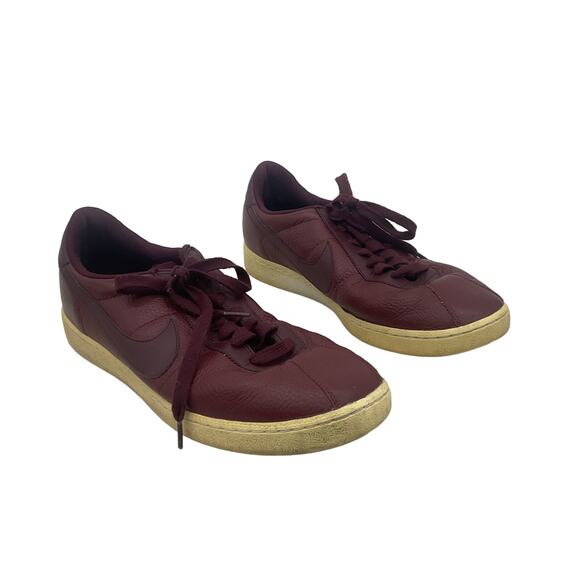 Men's Nike Maroon Red Leather Low Top Sneakers Size 14 Preowned - Picture 1 of 6